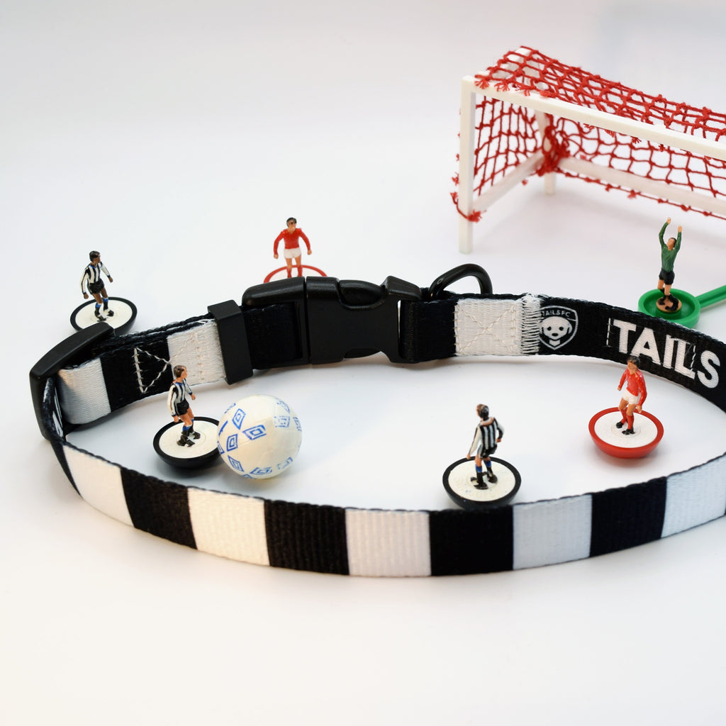 Juventus Dog Collar - White & Black Stripe Football Pet Collar