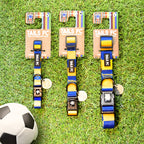 Leeds Dog Collar - Blue & Yellow Stripe Football Pet Collar