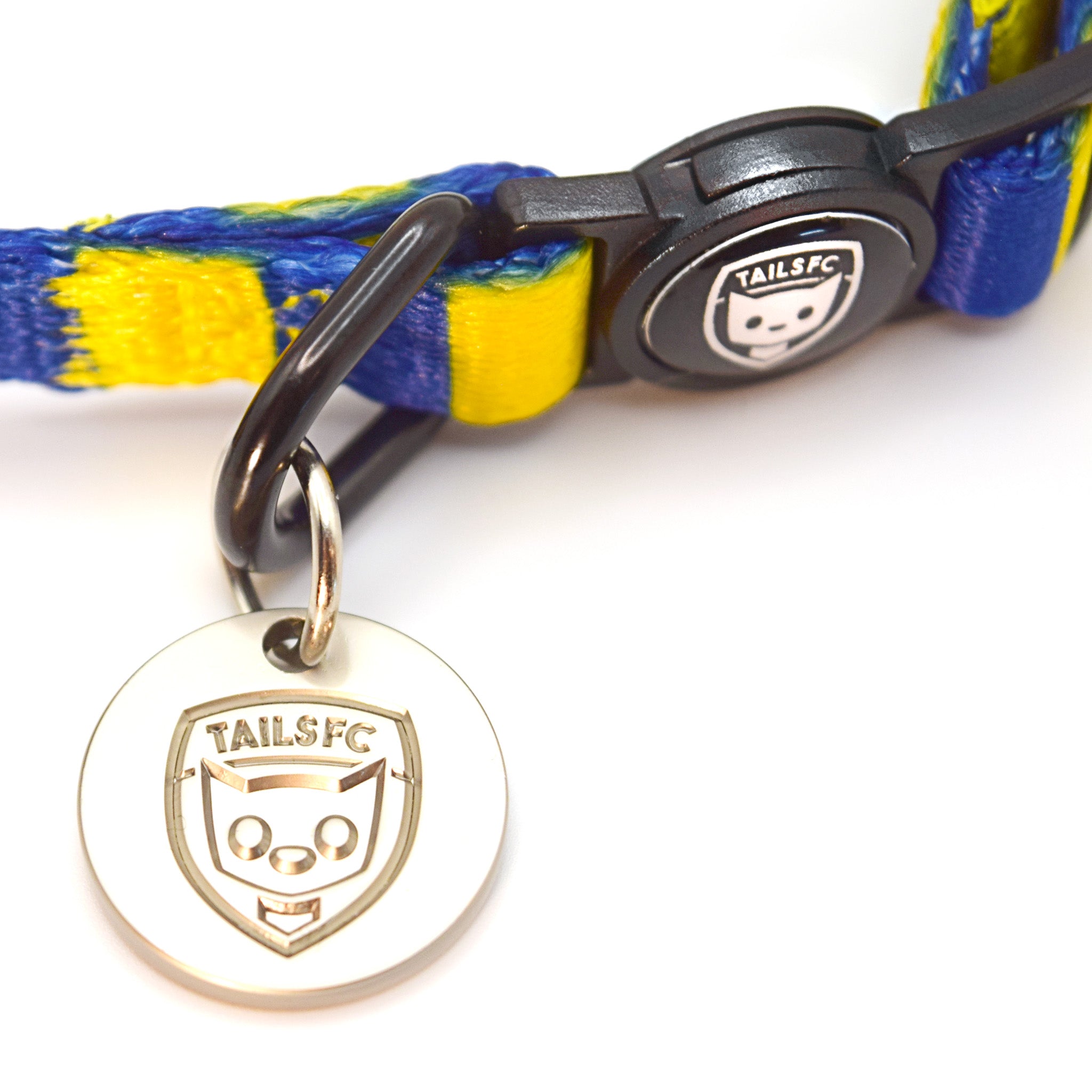 Leeds Cat Collar - Blue & Yellow Stripe Football Pet Collar