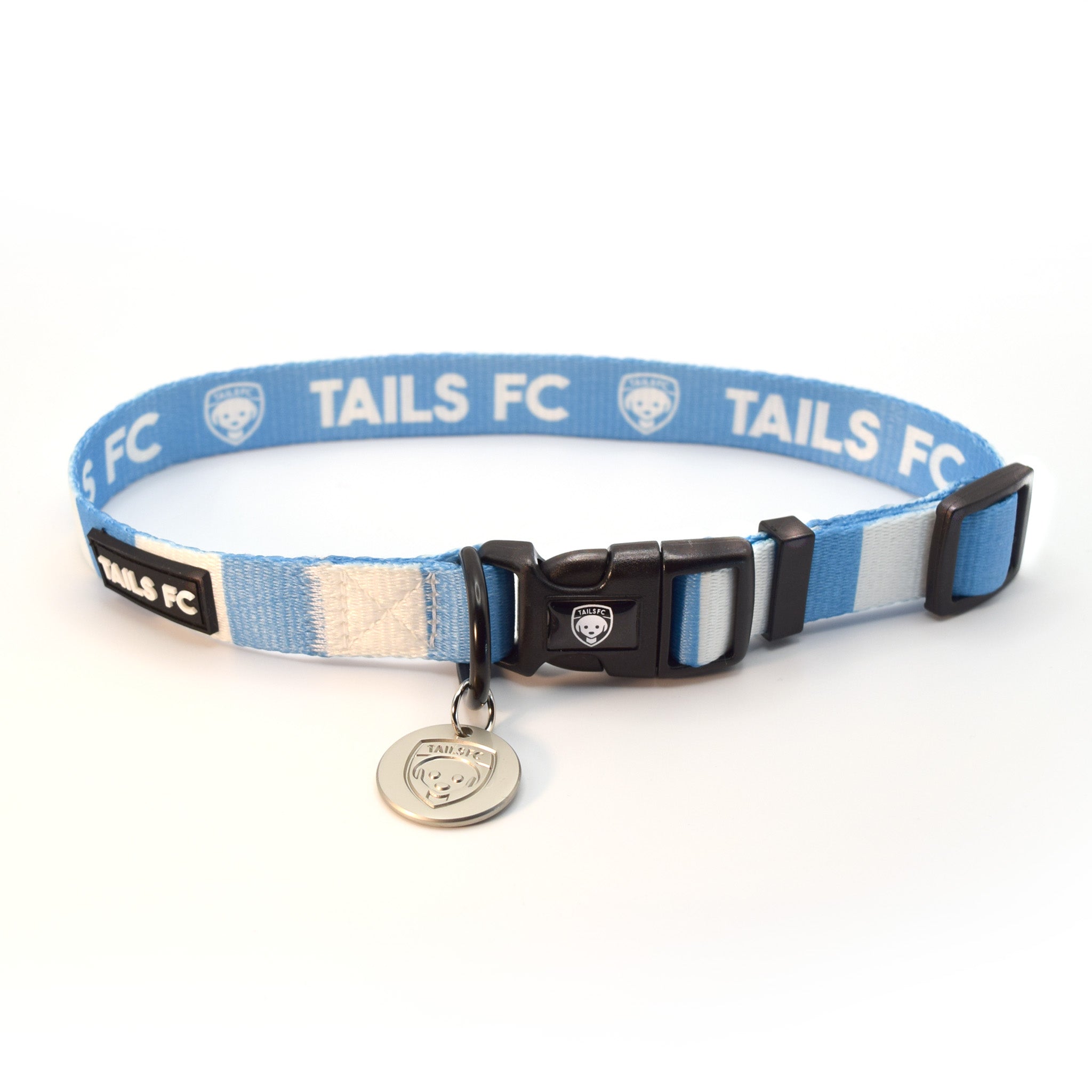Manchester City Dog Collar - Sky Blue & White Stripe Football Pet Collar