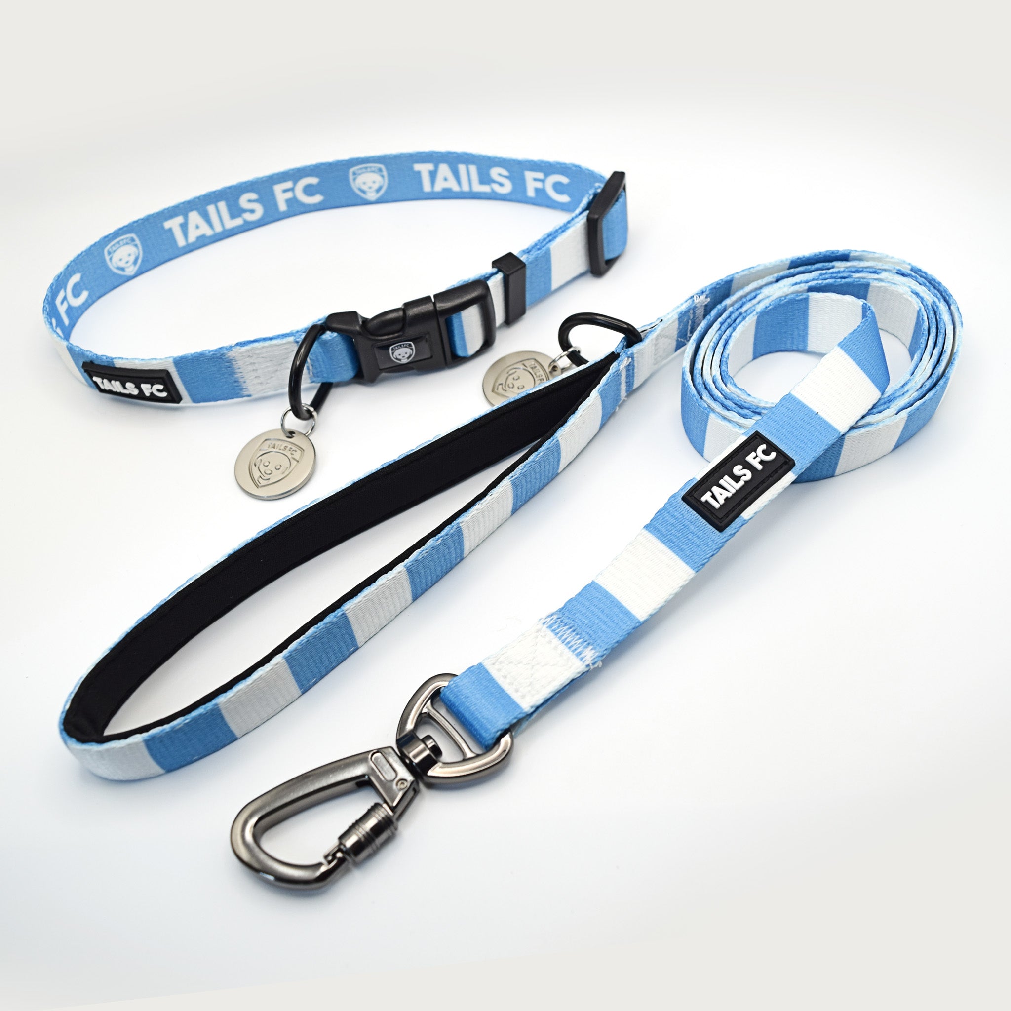 Manchester City Dog Collar - Sky Blue & White Stripe Football Pet Collar