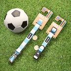 Manchester City Dog Set - Sky Blue & White Stripe Football Dog Collar and Leash Set