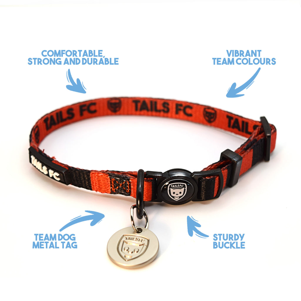 Manchester United Dog Collar - Red & Black Stripe Football Pet Collar