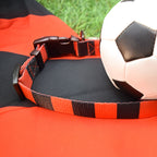 Manchester United Dog Set - Red & Black Stripe Football Dog Collar and Leash Set