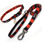 Manchester United Dog Set - Red & Black Stripe Football Dog Collar and Leash Set