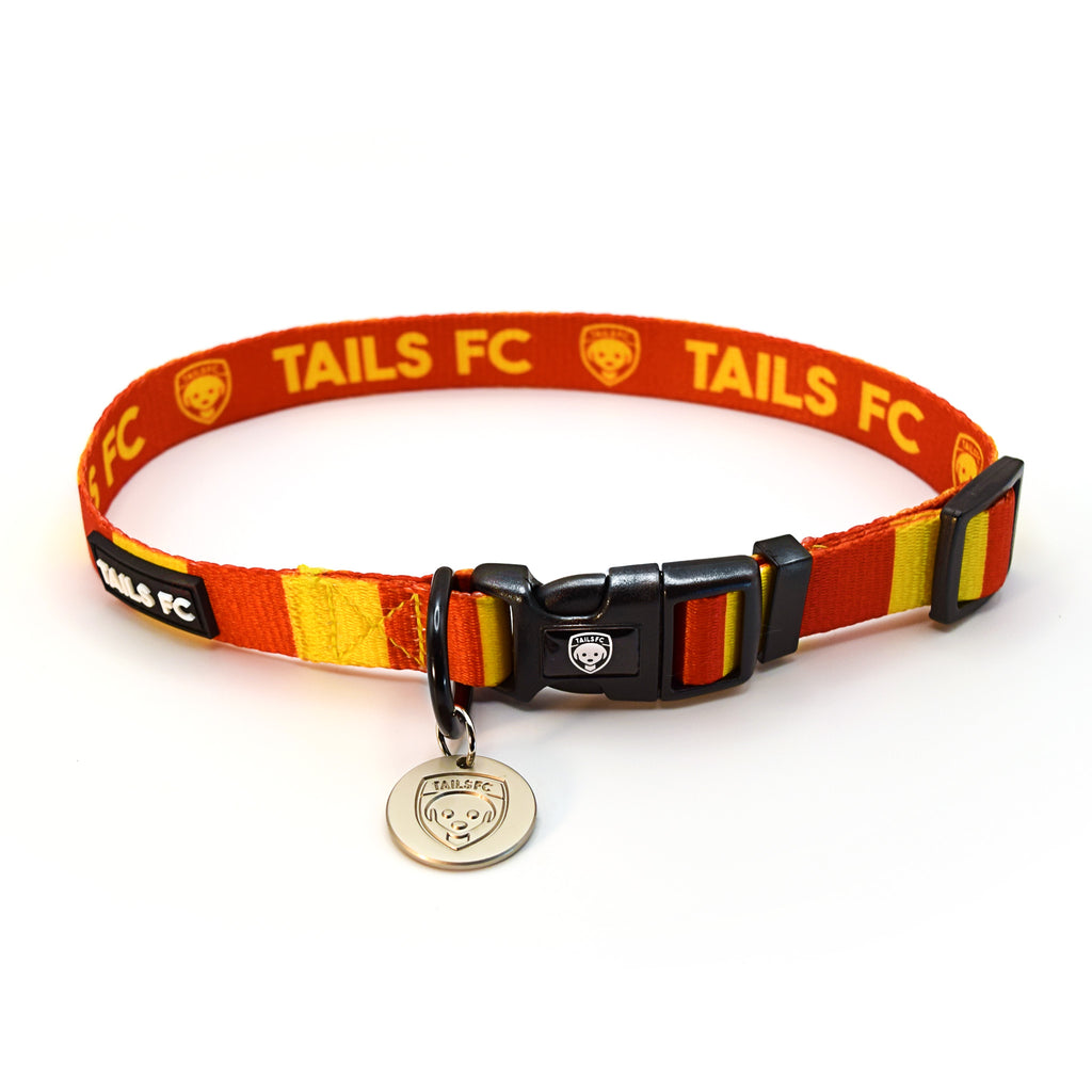 Motherwell Dog Collar - Red & Gold Stripe Football Pet Collar