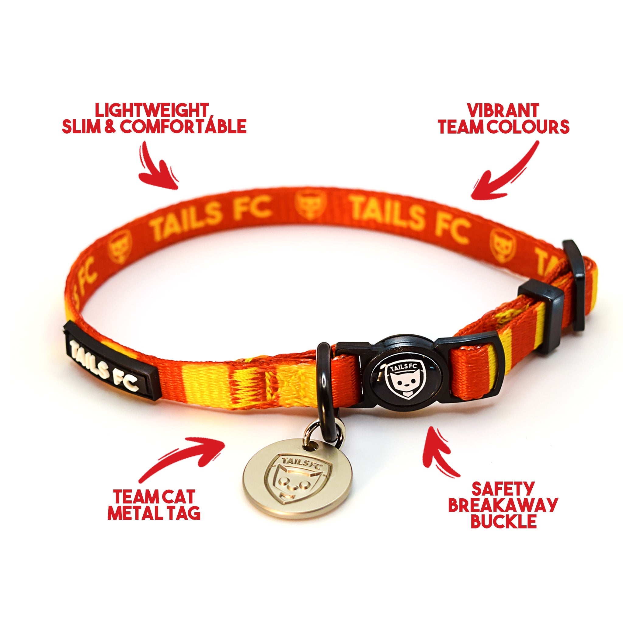 Motherwell Cat Collar - Red & Gold Stripe Football Pet Collar