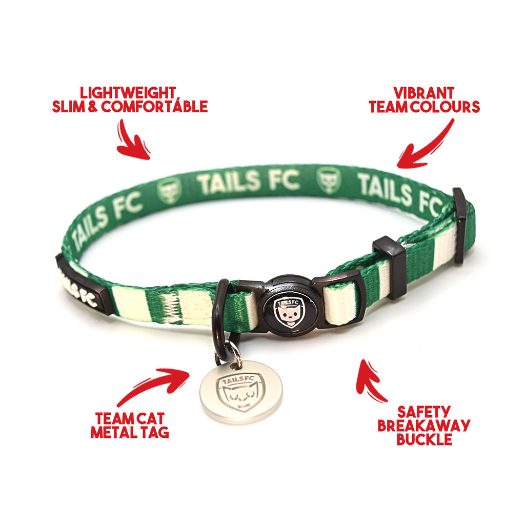 Northern Ireland Cat Collar - Green & White Stripe Football Pet Collar