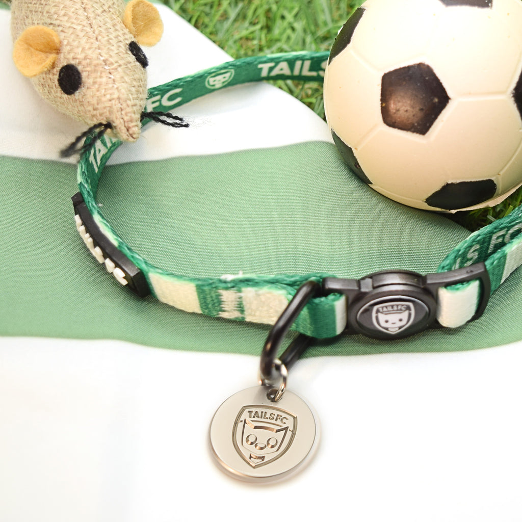 Northern Ireland Cat Collar - Green & White Stripe Football Pet Collar