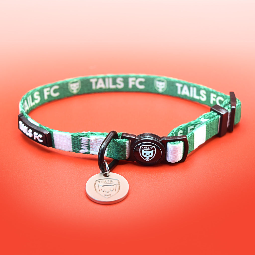 Northern Ireland Cat Collar - Green & White Stripe Football Pet Collar
