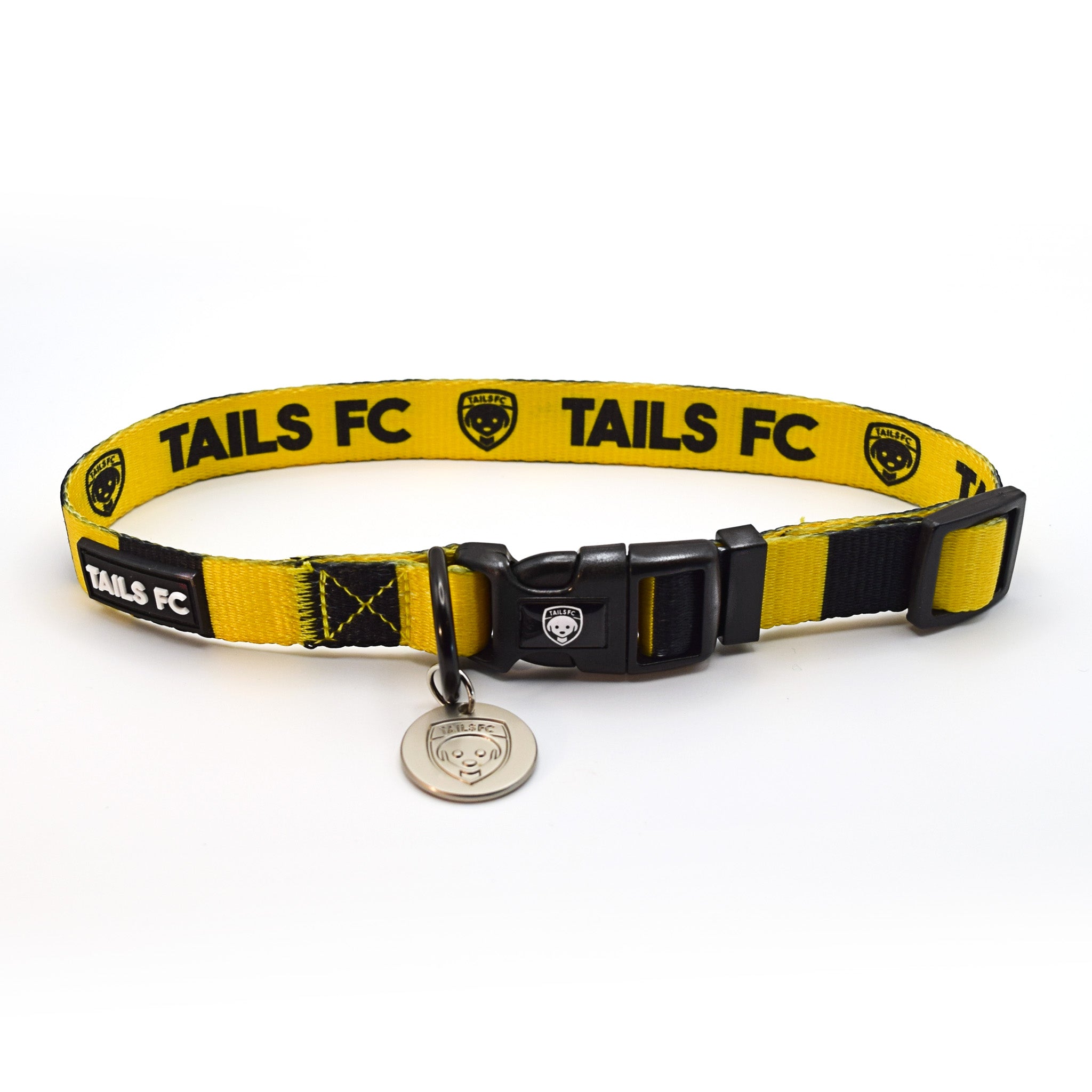 Oxford Dog Collar - Yellow & Black Stripe Football Pet Collar