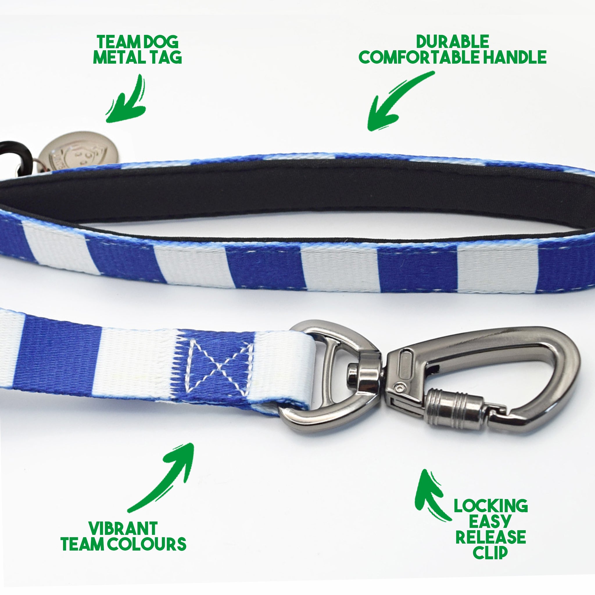 QPR Pet Lead - Blue & White Stripe Football Pet Lead