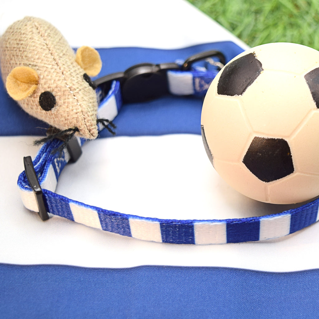Real Madrid Cat Collar - White & Blue Stripe Football Pet Collar