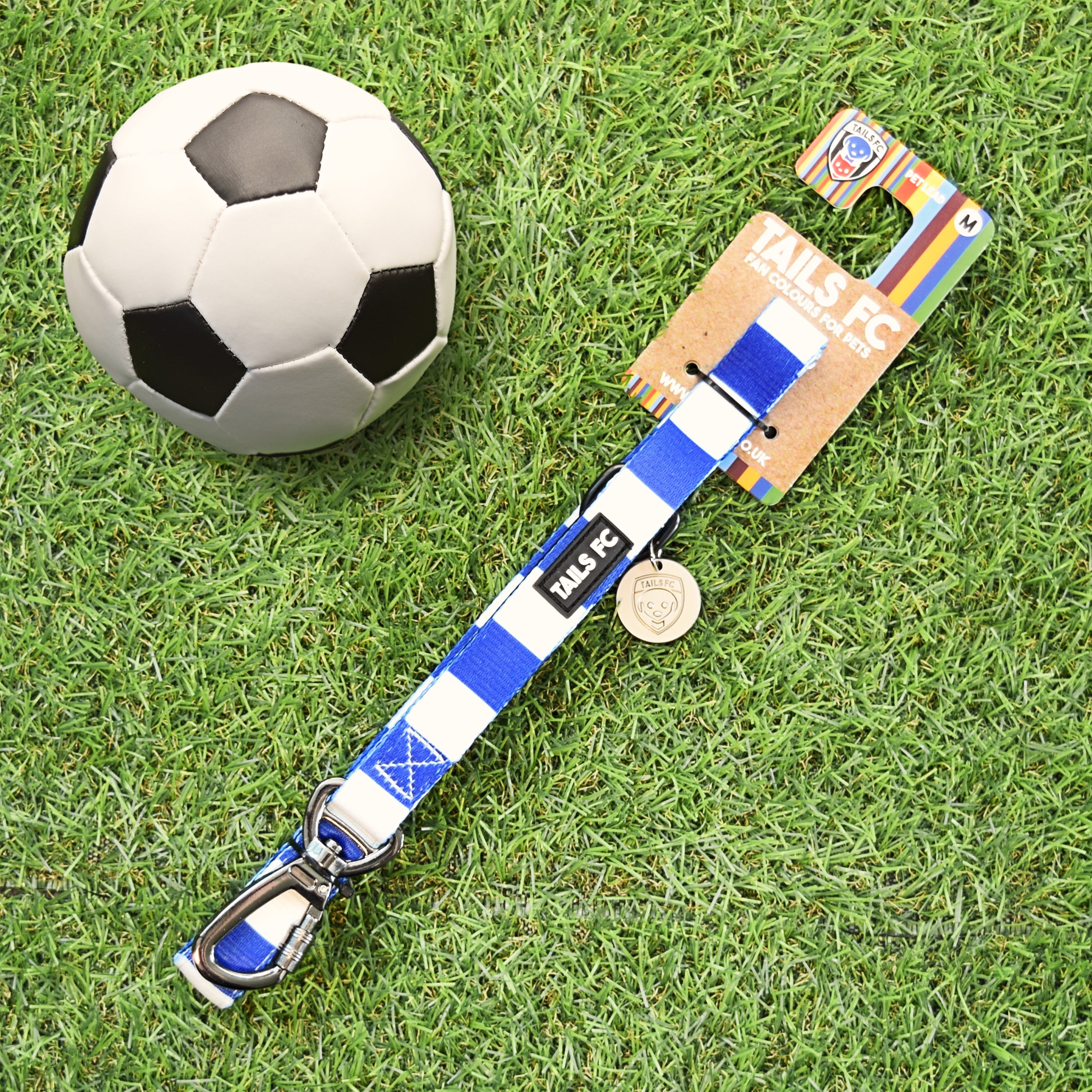 Real Madrid Pet Lead - White & Blue Stripe Football Pet Lead