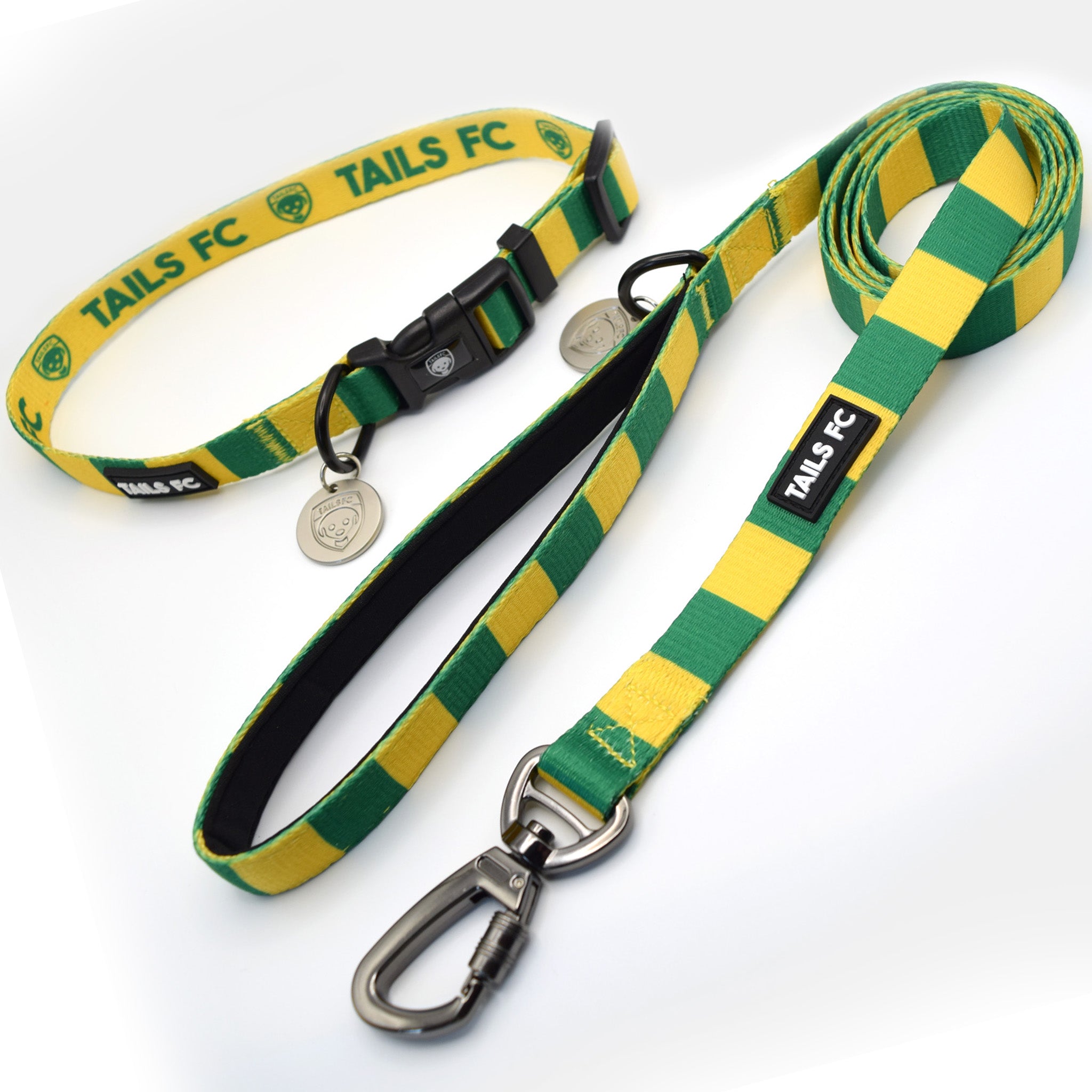 Republic of Ireland Dog Set - Green & Gold Stripe Football Dog Collar and Leash Set