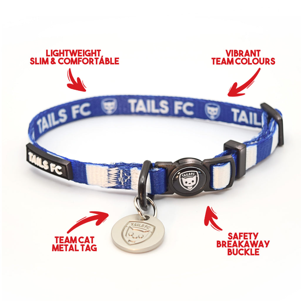 Scotland Cat Collar - Blue & White Stripe Football Pet Collar