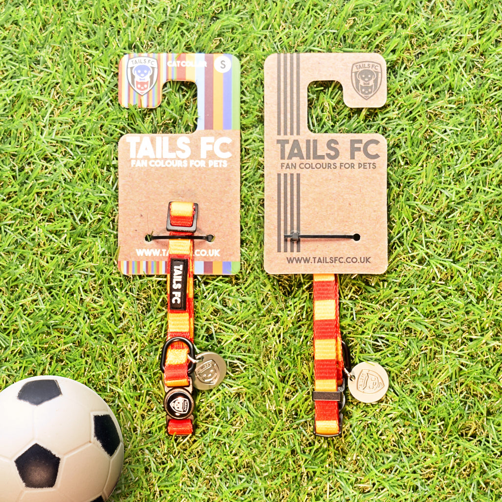 Spain Cat Collar - Red & Gold Stripe Football Pet Collar