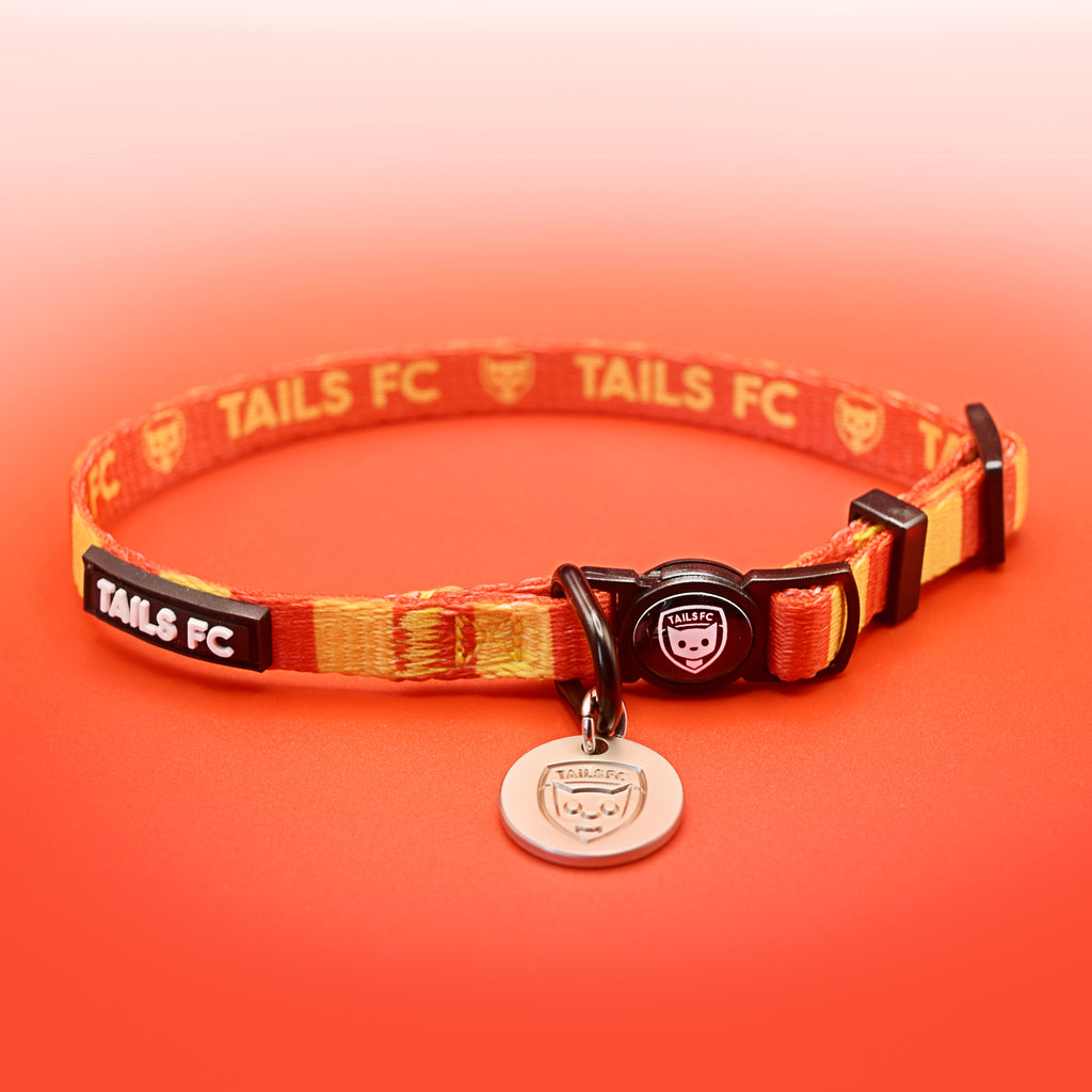 Spain Cat Collar - Red & Gold Stripe Football Pet Collar