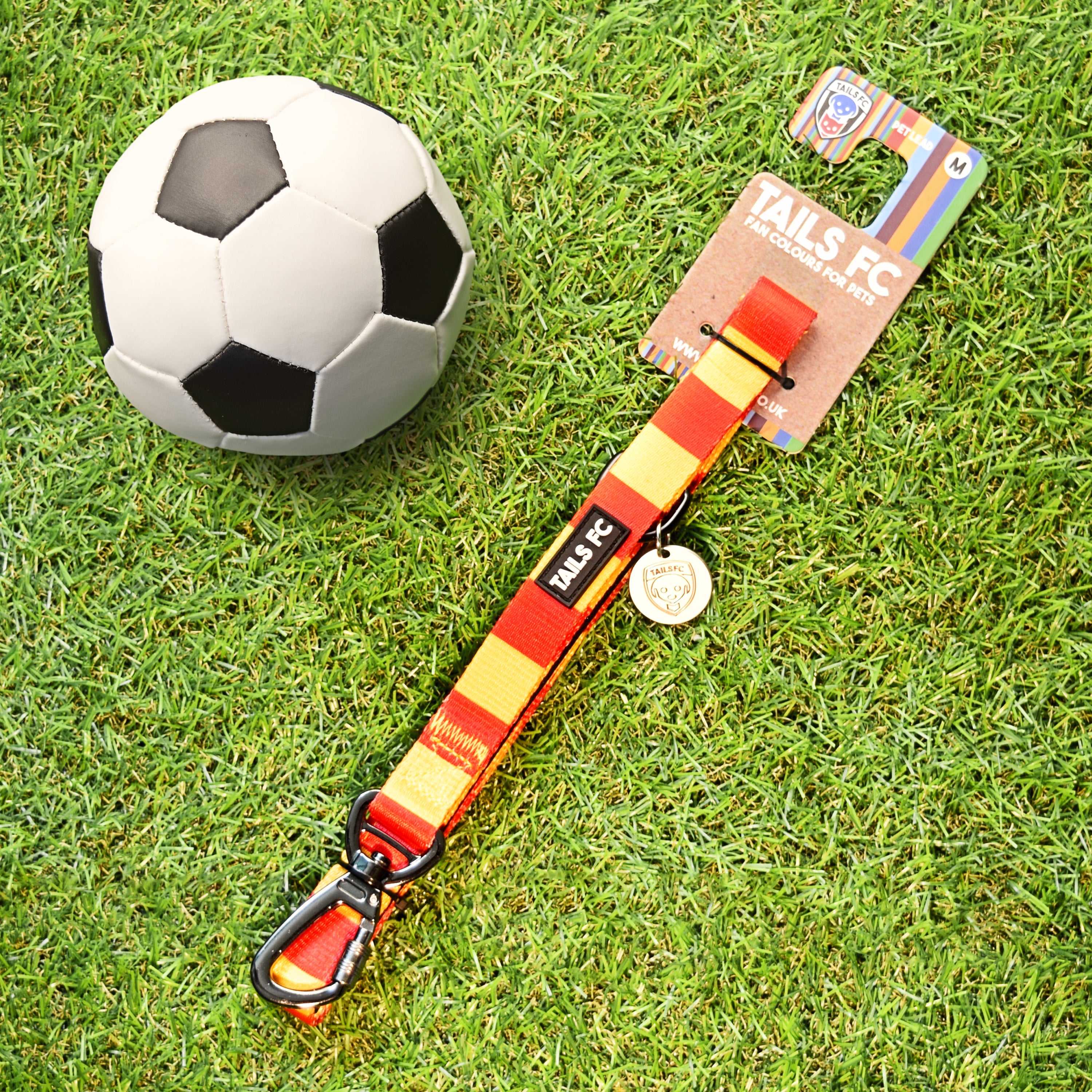 Spain Pet Lead - Red & Gold Stripe Football Pet Lead
