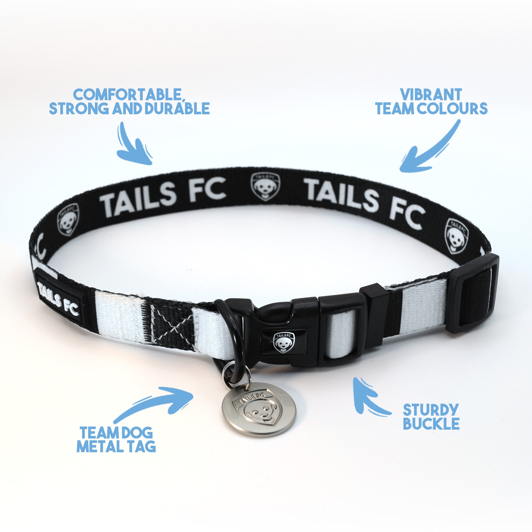 St Mirren Dog Set - Black & White Stripe Football Dog Collar and Leash Set