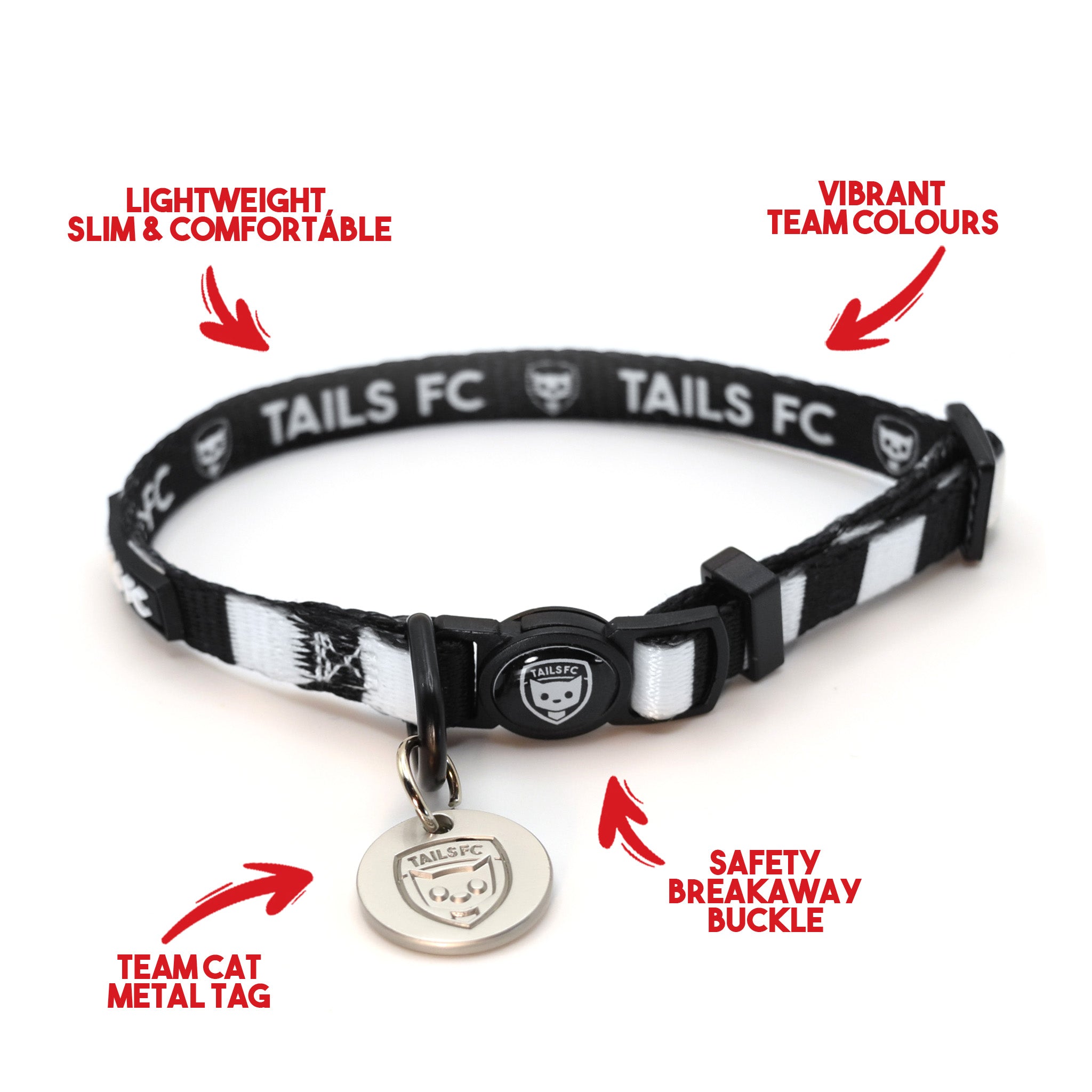 St Mirren Cat Collar - Black & White Stripe Football Pet Collar