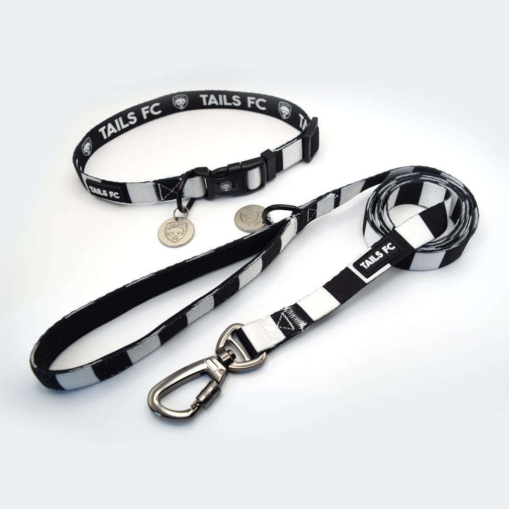 St Mirren Pet Lead - Black & White Stripe Football Pet Lead