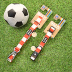 Stoke Dog Set - Red & White Stripe Football Dog Collar and Leash Set