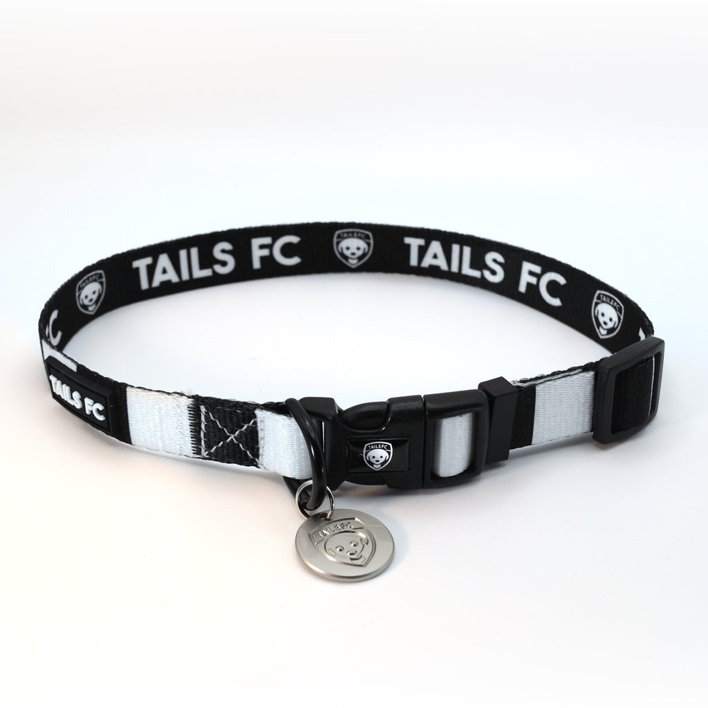 Swansea Dog Collar - White & Black Stripe Football Pet Collar