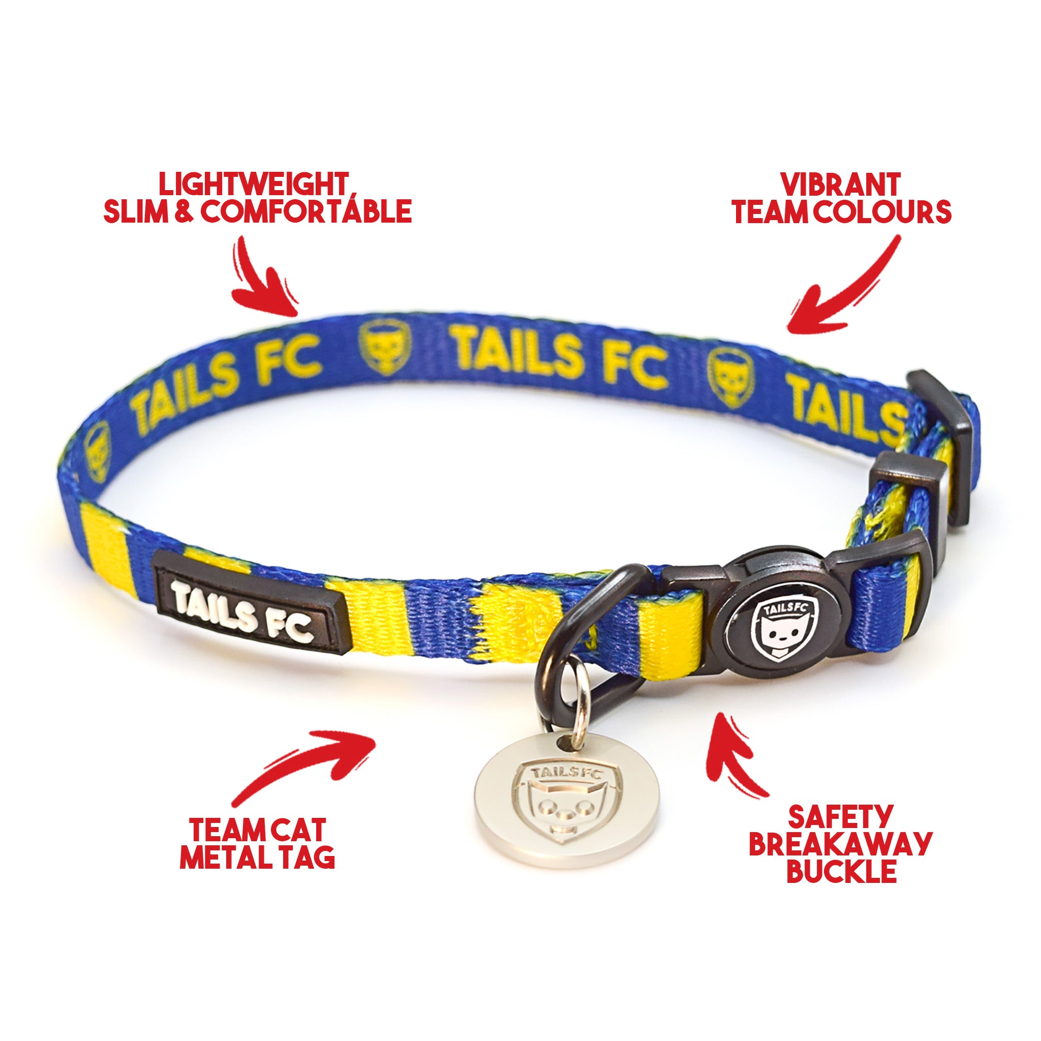 Sweden Cat Collar - Yellow & Blue Stripe Football Pet Collar