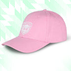 Tails FC Pink cap with a logo on a light green background