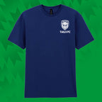 Blue t-shirt with 'TAILS FC' logo on a green background