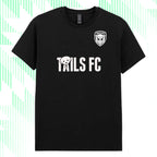 Black t-shirt with 'TAILS FC' logo on a white background