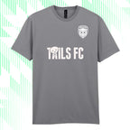 Gray t-shirt with 'Tails FC' logo on a white background