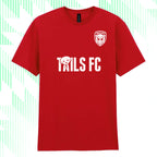 Red t-shirt with 'TAILS FC' text and logo on a white background