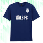 Navy blue t-shirt with 'TAILS FC' logo on a white background