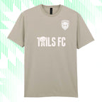 Beige t-shirt with 'Tails FC' logo on a light green background