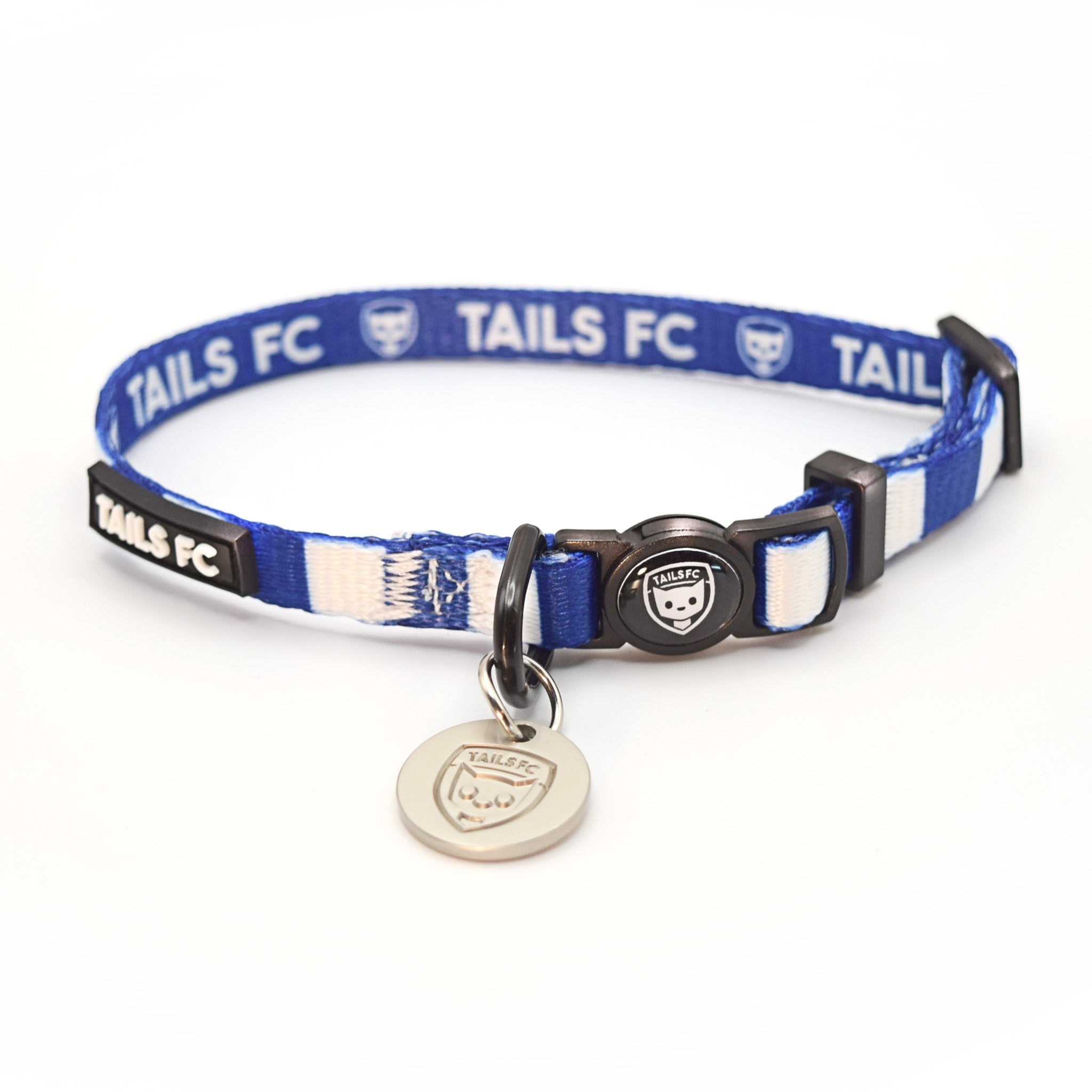 Tottenham Cat Collar - White & Blue Stripe Football Pet Collar