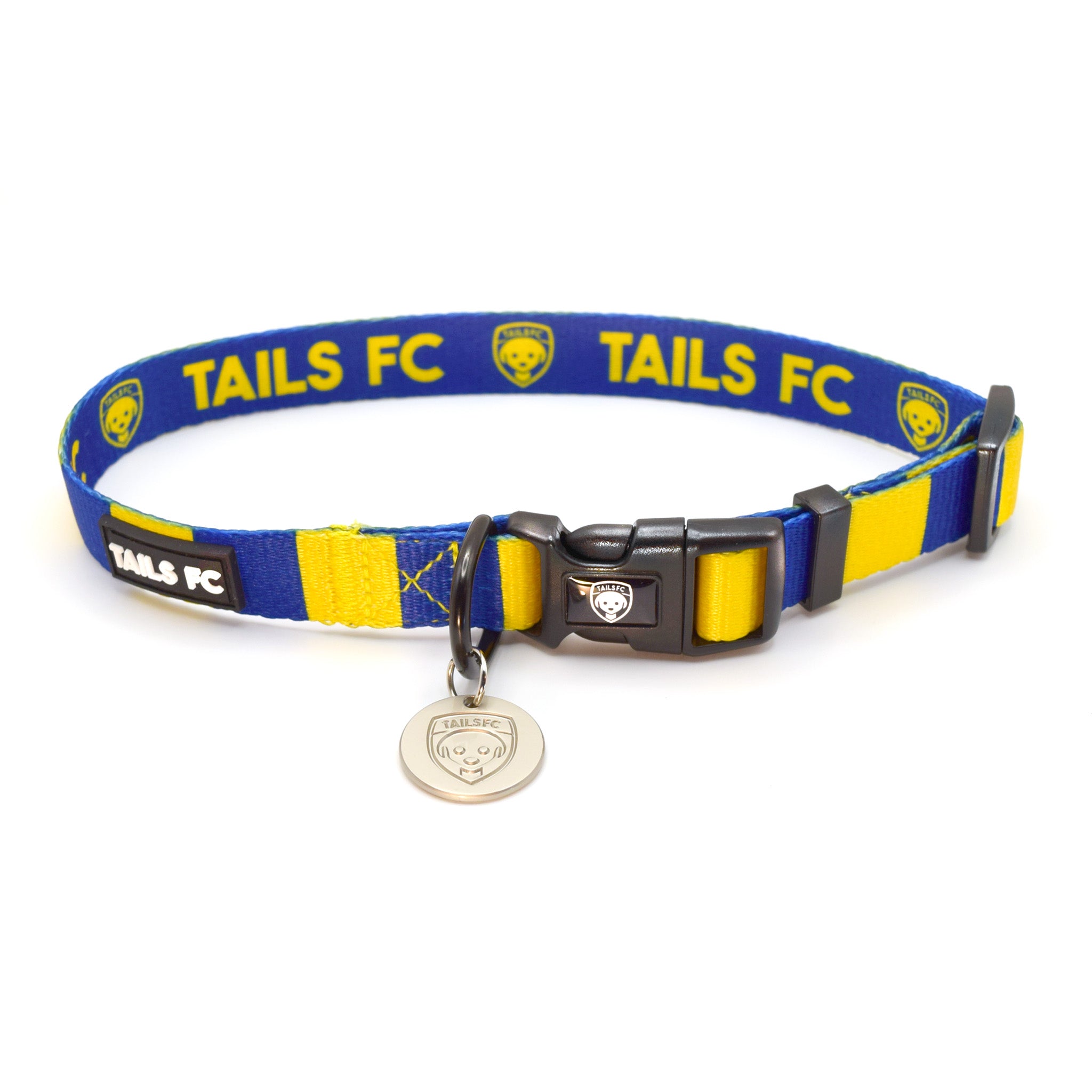 Ukraine Dog Collar - Yellow & Blue Stripe Football Pet Collar