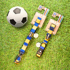 Ukraine Dog Set - Yellow & Blue Stripe Football Dog Collar and Leash Set