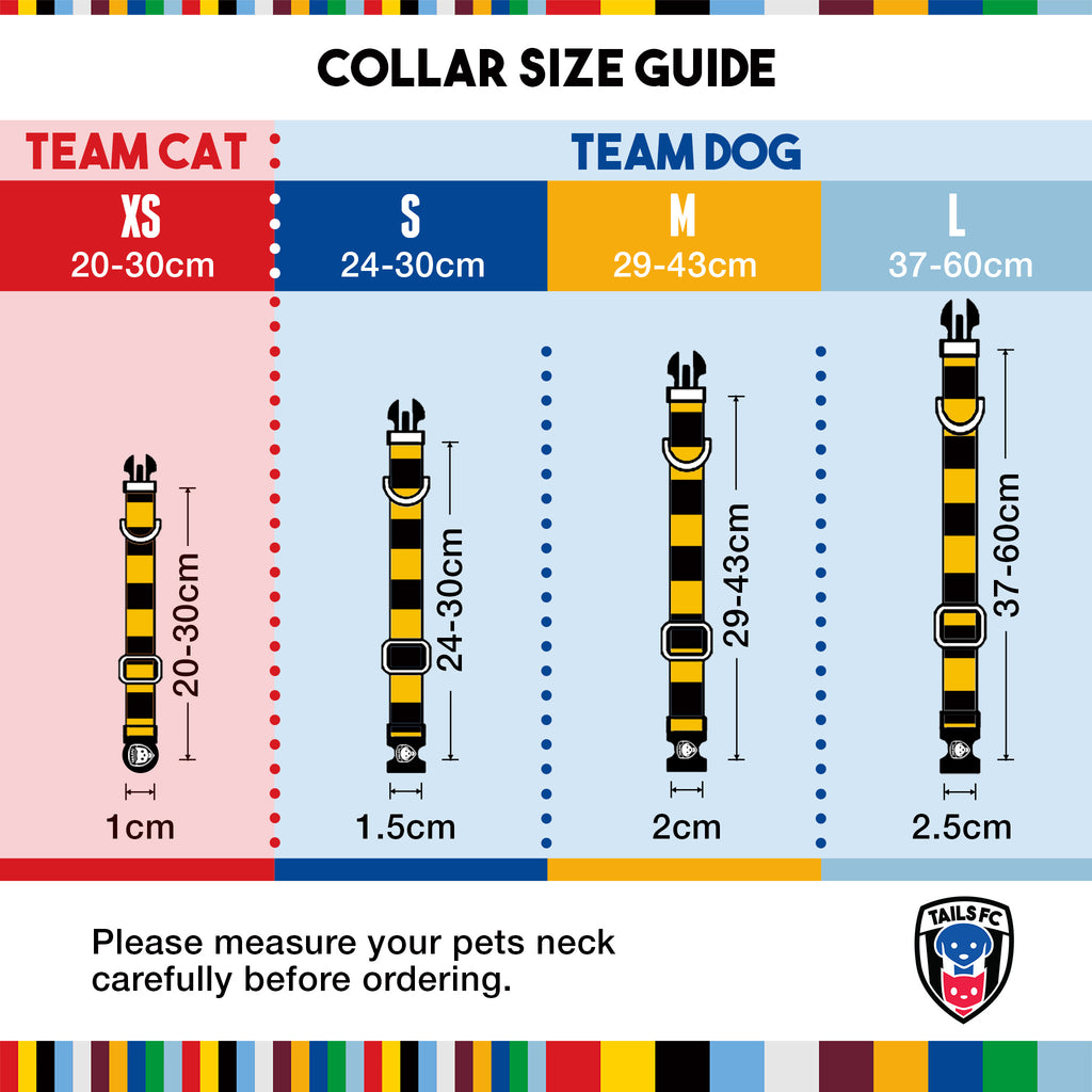Watford Dog Collar - Gold & Black Stripe Football Pet Collar