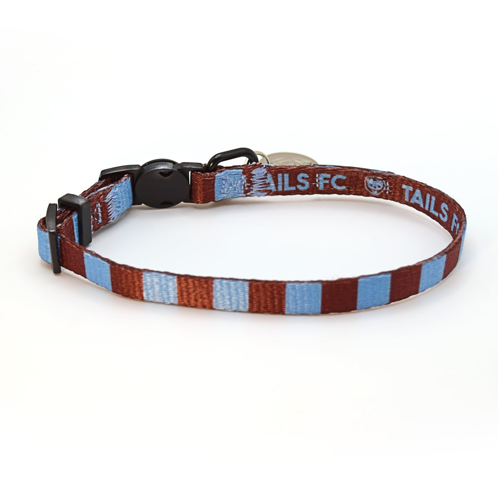 West Ham Cat Collar - Claret & blue Stripe Football Pet Collar