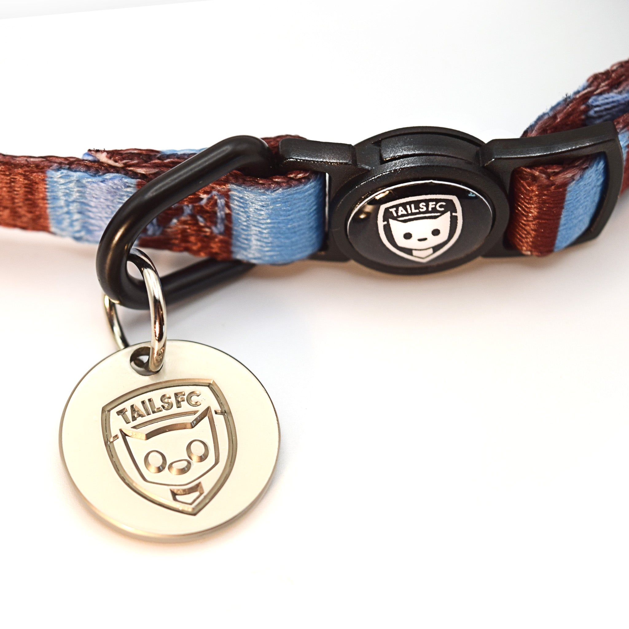 West Ham Cat Collar - Claret & blue Stripe Football Pet Collar