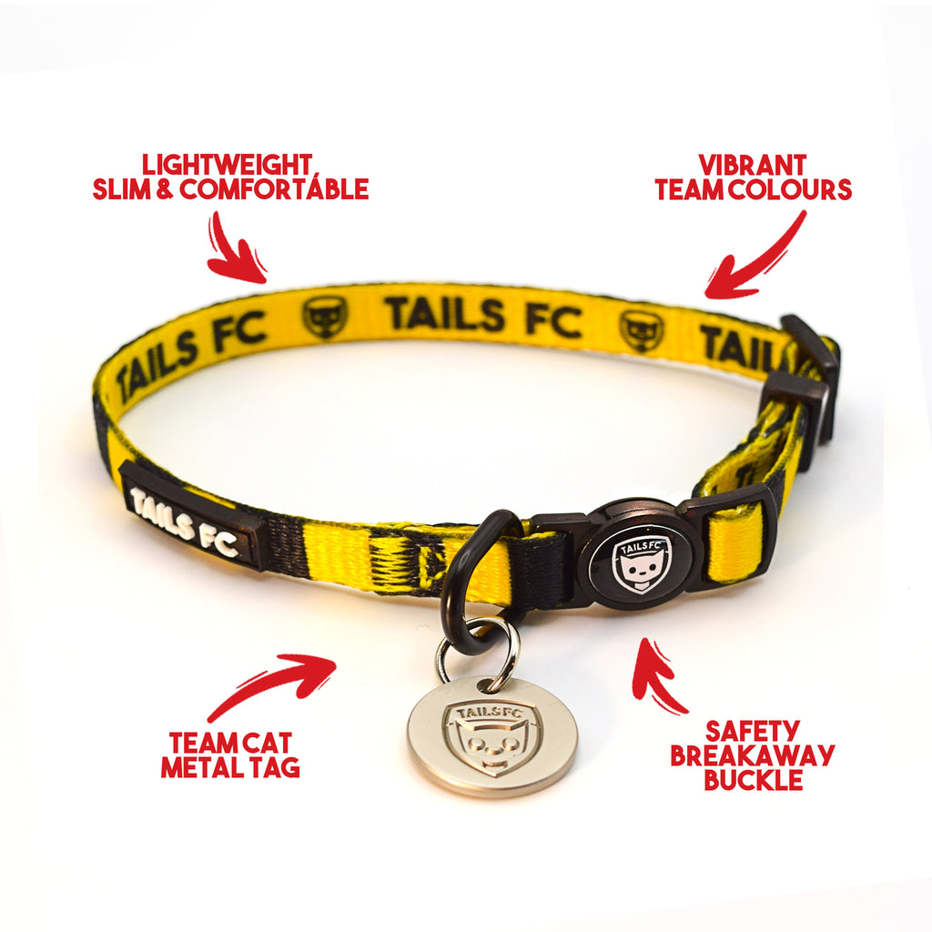 Wolverhampton Cat Collar - Gold & Black Stripe Football Pet Collar